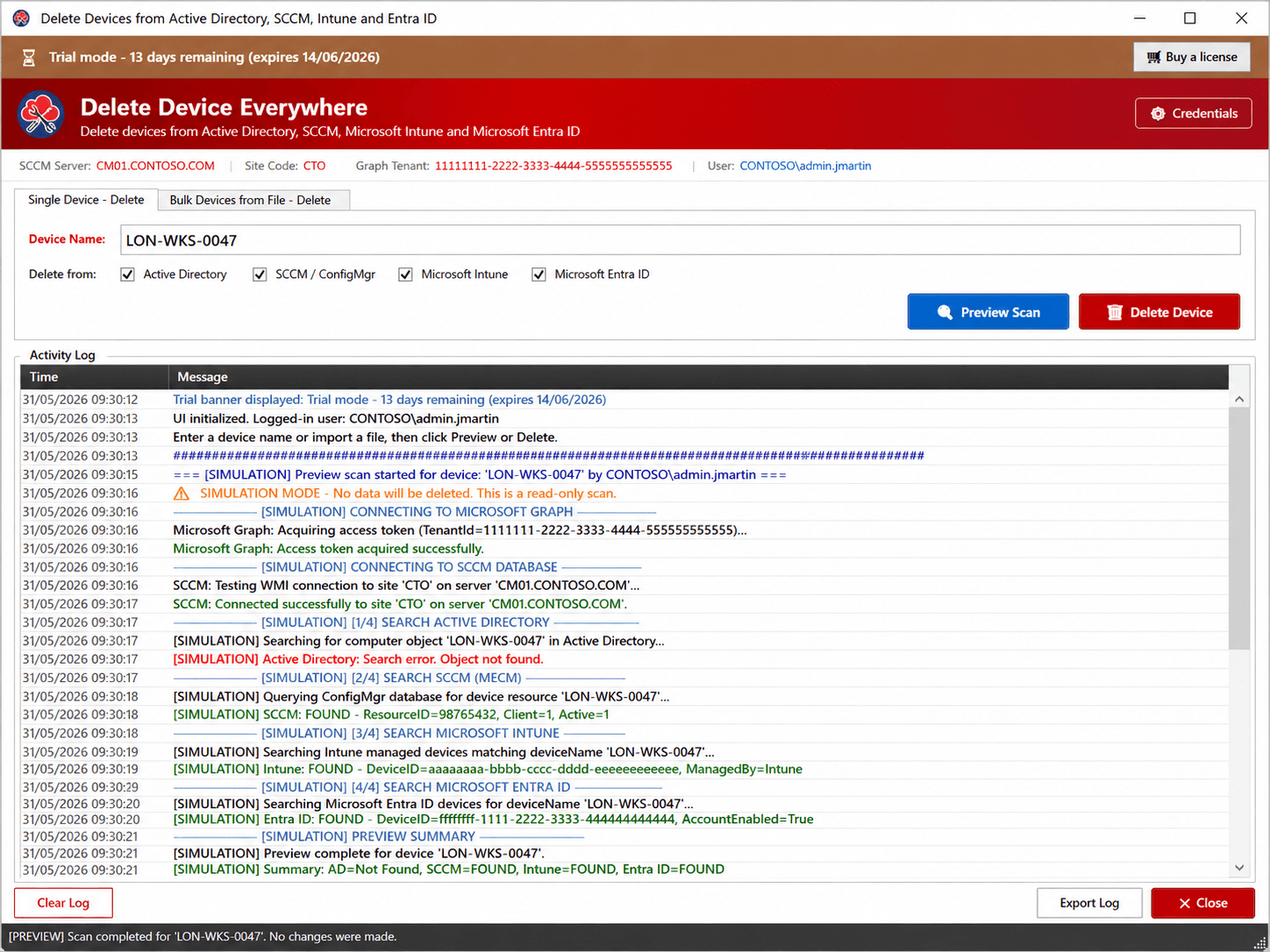 Delete Device Everywhere processing a device